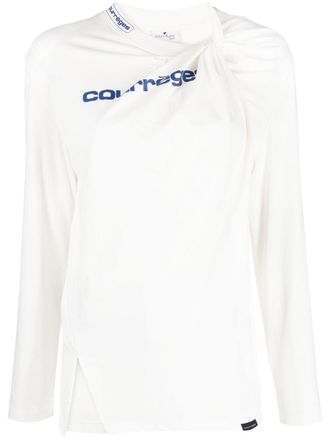Courr&egrave;ges double-layer asymmetric jersey - women - Cotton - L - White