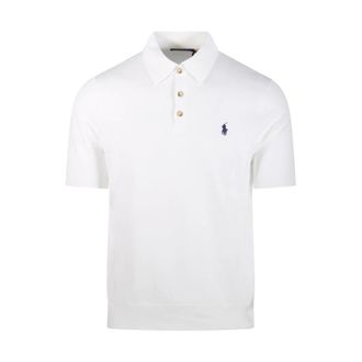 Ralph Lauren Polo Shirts, male, White, Size: XL Knitted Short Sleeve Polo