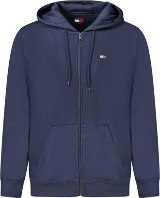 Tommy Hilfiger Hoodies & sweatvesten, Heren, Blauw, XL, Katoen, Blauwe katoenen sweater met ribgebreide boorden
