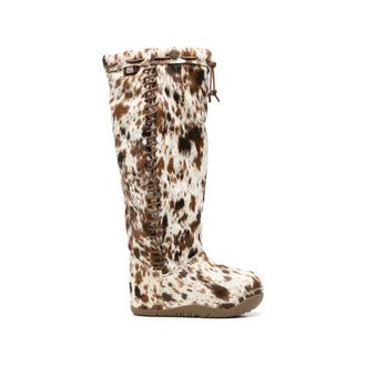 UGG White Printed Buckled Tall Boots