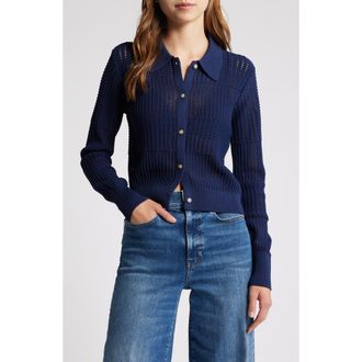 Frame Denim Open Stitch Shrunken Cardigan in Navy at Nordstrom Rack, Size X-Large