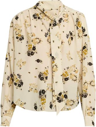Isabel Marant Fedry zijden blouse met bloemenprint en halslijn in sjaalstijl