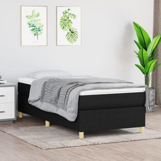vidaXL Cama Box Spring Con Colch&oacute;n Tela Negro 100x200 Cm Vidaxl