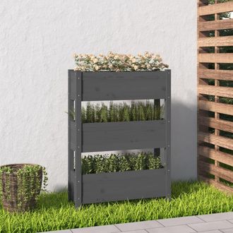 vidaXL Vidaxl - Jardinera De Madera Maciza De Pino Gris 77x25x104,5 Cm
