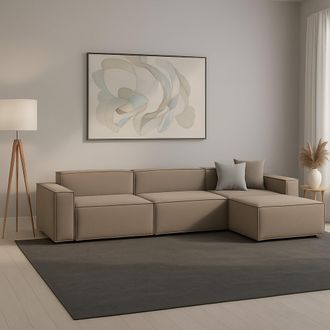 Dmora Sof&aacute; Fijo Dmaiol, Sof&aacute; Modular 4 Plazas Pen&iacute;nsula Derecha, 100% Made In Italy, Sof&aacute; Moderno En Tela, Cm 340x170h70, T&oacute;rtola - Dmora