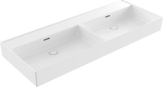 Saniclass Legend Meubelwastafel - 121x47x13cm - met overloop - 2 wasbakken - 0 kraangaten - keramiek - glans wit