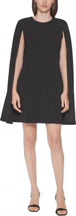 Calvin Klein Sleeveless Cape-Detail Scuba-Crepe Sheath Dress In Black