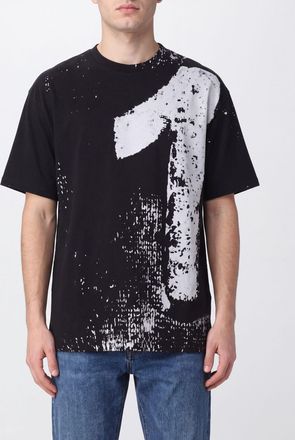 Maison Margiela T-shirt in cotone con stampa slogan e spalle cadute