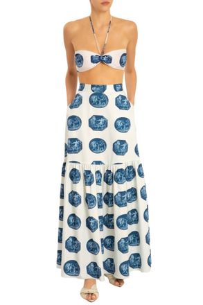 Adriana Degreas Greek Scenes Top With Ties In Off White