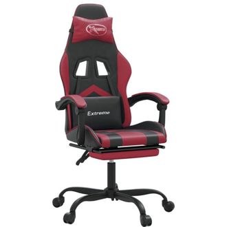 vidaXL Sedia Gaming Girevole Poggiapiedi Nero e Rosso Vino Similpelle vidaXL