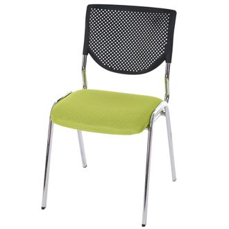 Hhg Hhg - Silla De Visita T401, Silla De Conferencia Apilable, Tela/textil, Asiento Verde, Pies Cromados