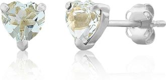 MAX + STONE 14K White or Yellow Gold 3 Prong Heart Shape Gemstone Stud Earrings