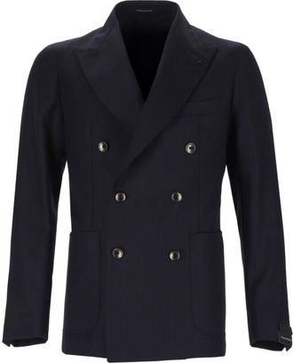 Tagliatore Dark Blue Textured Blazer