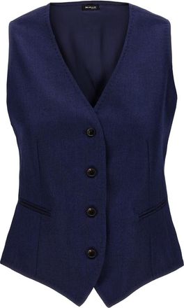 Kiton Navy Blue Silk Vest