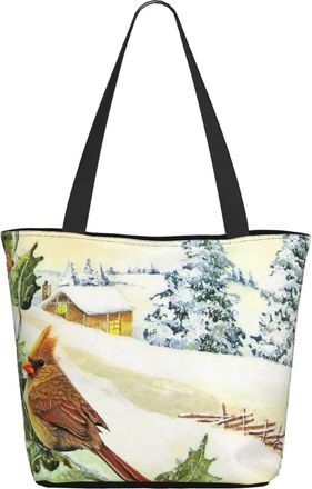 AOOEDM Thick Snow And Birds Ladies Shopping Bag 13x11x7in.The Perfect ValentineS Day Gift.It Is The Best ValentineS Day Gift For Mom, Daughter, Wife,Etc