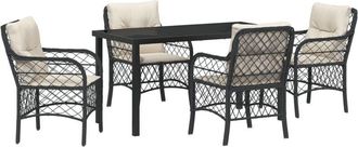 vidaXL Vidaxl - Garden Dining Set with Cushion 5 pcs Black Poly rattan