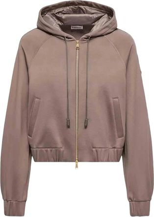 Moncler Maglia Aperta Con Zip - Dames - Hoodies - Bruin - S - Katoen - Hoodies & sweatvesten