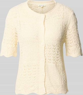 Tom Tailor Regular Fit Strickjacke aus Baumwoll-Mix in Offwhite, Gr&ouml;&szlig;e XXXL