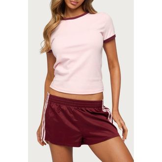 Edikted Zeke Contrast Trim T-Shirt in Pink at Nordstrom, Size X-Large