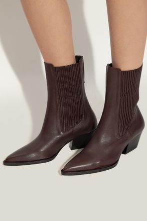 Iro Leather Heeled Ankle Boots Mazola Fit LV, Womens, Brown