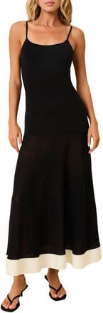 Solid & Striped Tess Contrast Trim Maxi Sundress in Noir X Brule at Nordstrom, Size X-Large