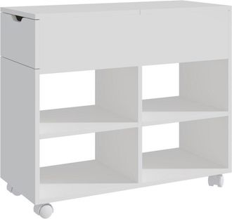 Relaxdays Contenedor Con Ruedas Relaxdays, 5 Compartimentos, Caj&oacute;n, 61 X 70 X 30 Cm, Abierto, Armario Estrecho, Blanco