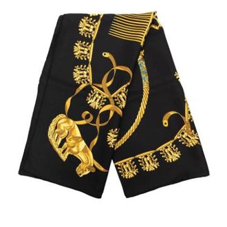 Herm&egrave;s Pre-owned Les Cavaliers dOr Sjaal - Dames - Pre-owned - Zwart - Maat: ONE Size Zijde