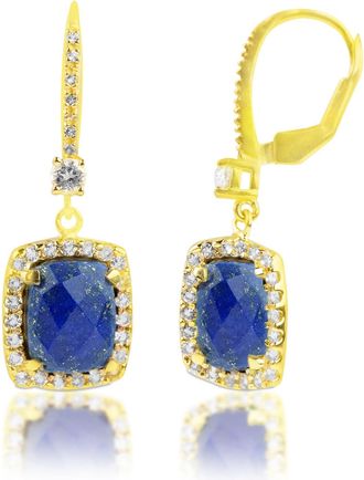 MAX + STONE 18k Gold Over Sterling Silver 6.2 Ct. Cushion Cut Gemstone Dangle Earrings