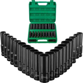 OEM Juego De 20 Piezas De Llaves De Vaso El&eacute;ctricas Electrofor&eacute;ticas Negras, Kit De Llaves De Vaso Hexagonales El&eacute;ctricas Para Mantenimiento