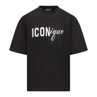 Dsquared2 T-Shirts, male, Black, Size: S Iconique Loose Fit Tee