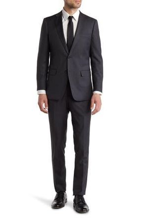 Cavalli Slim Fit Charcoal Solid Notch Lapel Wool Suit at Nordstrom Rack, Size 38 Us / 48 Eu