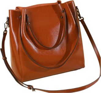 Generic Cowhide Leather Womens Shoulder Bag Tote Large Capacity Fashion Crossbody Handbag Commuter Shopping(Green)