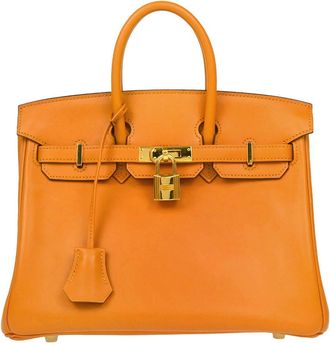 Herm&egrave;s Birkin Handbag Orange Togo With Palladium Hardware Other Leather Handbag (Pre-Owned)