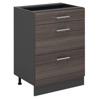 Vicco Mobiletto base per cucina R-Line, Grigio nobile, 60 cm con cassetti, senza piano di lavoro Vicco
