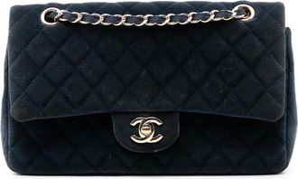 Chanel Borsa a spalla Velvet Double Flap media 2016-2017 - Blu