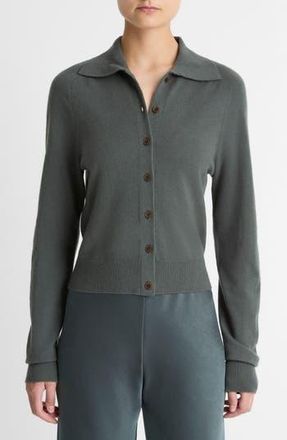 Vince Polo Wool Blend Cardigan in Malachite at Nordstrom Rack, Size X-Large