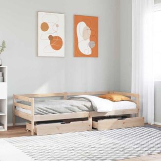 vidaXL Sof&aacute; Cama Con Cajones Madera Maciza De Pino 90x200 Cm Vidaxl