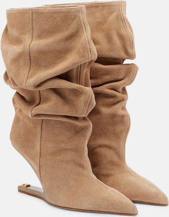 Balmain No-Wedge suede ankle boots