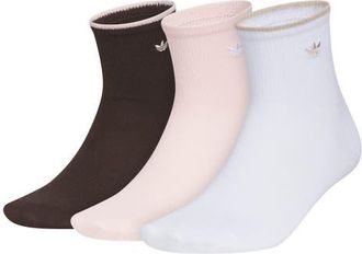 adidas Gender Inclusive Originals Luna Assorted 3-Pack Quarter Socks in Aurora Brown/Pink/White at Nordstrom, Size Medium