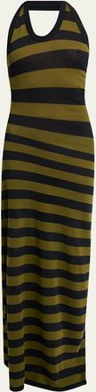Proenza Schouler Frann Striped Cotton Long Halter Dress