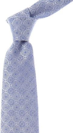 Etro Blue Floral Linen & Silk-Blend Tie