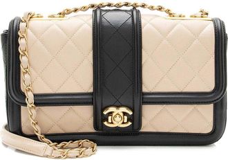 Chanel Beige Quilted Calfskin Elegant Flap Bag (Authentic Pre-Loved)
