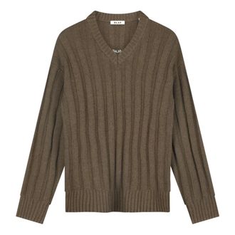Olaf Hussein Maglia a V a coste - - Knitwear - Uomo - Marrone - M
