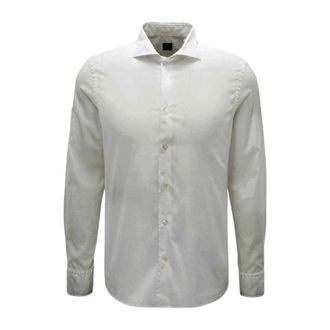 Fedeli Overhemden, Heren, Grijs, M, Katoen, Superlichtgewicht Katoenen Panamino Overhemd