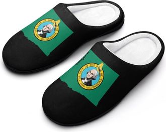 Generic Washington Goldfinch Flag Mens Soft Cotton Slippers with Memory Foam Anti-skid House Shoes for Travel Indoor Outdoor