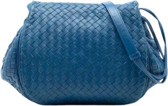Bottega Veneta Pre-owned Woven Nappa Leather Crossbody Bag - Dames - Vintage Schoudertas - Blauw - ONE Size - Leer - Vintage