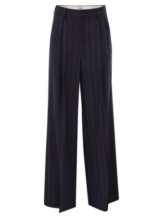 Max Mara Weekend Maxmara Wkdnebbie broek van scheerwol met krijtstreep
