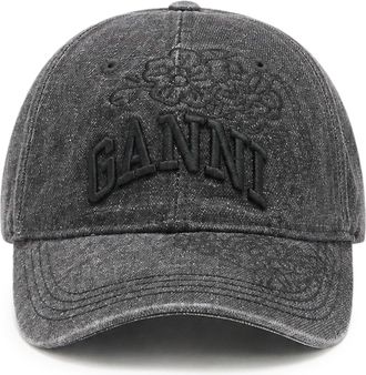 Ganni EMBROIDERED DENIM CAP - Ganni - Woman