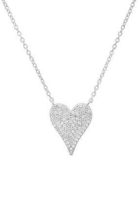 Queen Jewels Elongated Pavé Cubic Zirconia Heart Pendant Necklace in Silver at Nordstrom Rack