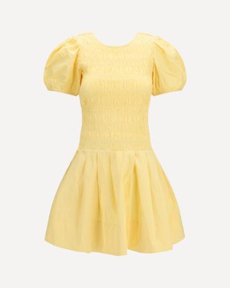 Ganni Stretch cotton mini Dress with balloon sleeves Female 38